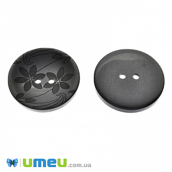 Пуговица пластиковая Круглая, 34 мм, Черная (PUG-046637)