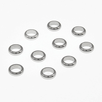 Намистини з нерж. сталі Круглі плоскі, 6х2 мм, Темне срібло (STL-058411)