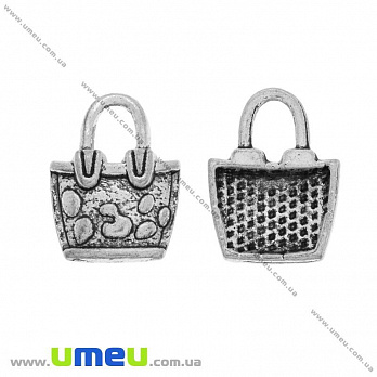 Підвіска метал. Сумочка, 20х15 мм, Античне срібло (POD-028313)