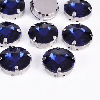 Шатон круглий 18 мм, Темне срібло, Синій темний (KAB-052991)