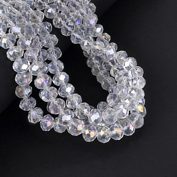 Бусины рондели, 8х6 мм, Прозрачные АВ (BUS-052171)