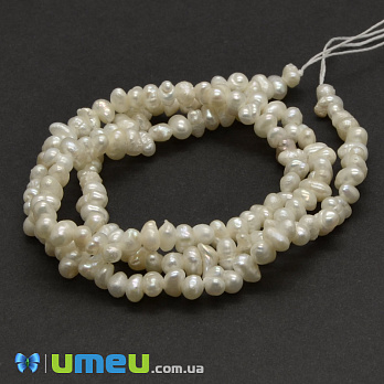 Бусина натуральный камень Жемчуг речной молочный, 3-4 мм (BUS-039404)