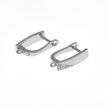 Швензы, Латунь с покрытием Родий, Стразы куб. цирконий, 18х11х4 мм (OSN-059038)