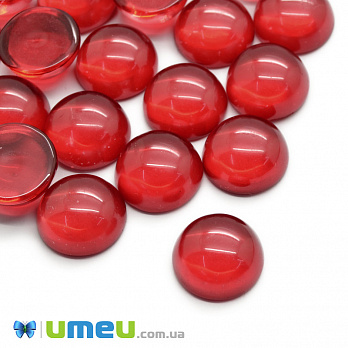 Кабошон скляний, 14 мм, Червоний (KAB-050682)