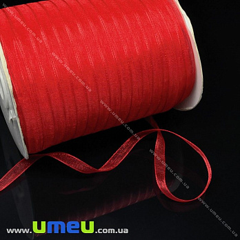 Лента из органзы, 6 мм, Красная (LEN-015782)