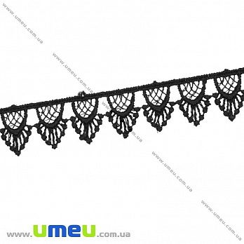 Кружево плетеное, 17 мм, Черное (LEN-011883)