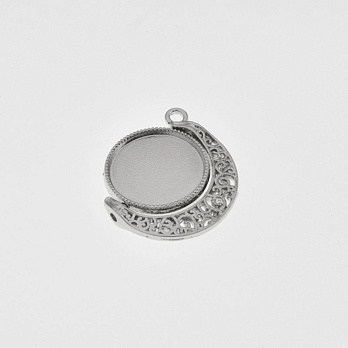 Основа двостор. обертова Місяць, 28х26 мм, 18 мм, Темне срібло (OSN-059465)