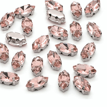 Шатон човник 18х9 мм, Темне срібло, Персиковий (KAB-052298)