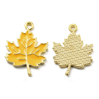 Підвіска метал. Кленовий лист помаранчевий, 22,5х17 мм, Золото (POD-053707)