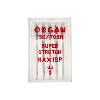 Иглы ORGAN SUPER STRETCH №65/9 для бытовых швейных машин, 5 шт, 1 набор (SEW-054950)