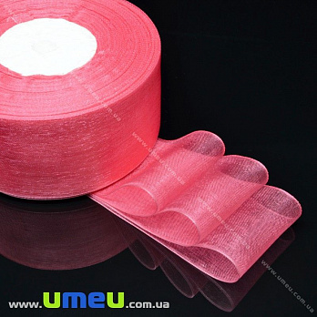 Лента из органзы, 40 мм, Коралловая (LEN-016606)