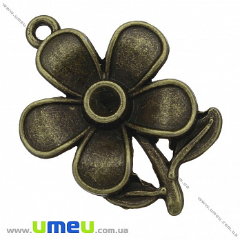 Підвіска метал. Квітка, 28х20 мм, Антична бронза (POD-006620)