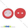 Пуговица пластиковая Круглая двухцветная, 11 мм, Красная (PUG-032867)