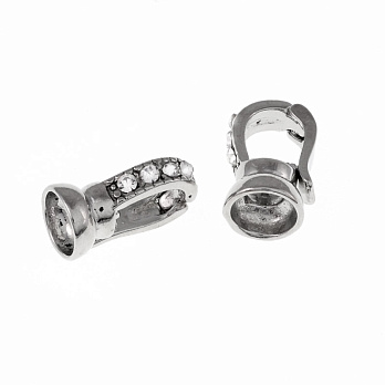 Застёжка, 15х9 мм, Темное серебро, Стразы стеклянные (ZAM-055450)