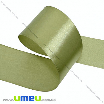 Атласная лента, 50 мм, Оливковая светлая (LEN-027601)