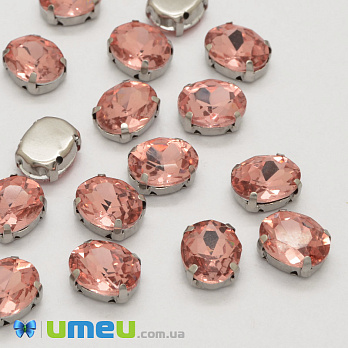 Шатон овальний 18х13 мм, Темне срібло, Персиковий (KAB-052869)