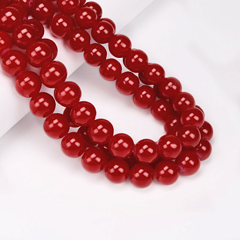 Бусины стеклянные, 12 мм, Круглые, Красные (BUS-055144)