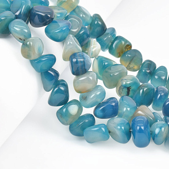 Намистини Агат синій, Натур. камінь, 10-15 мм, 18 см (BUS-058147)