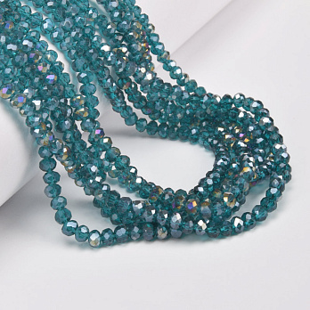 Бусины рондели, 4х3 мм, Бирюзовые АВ (BUS-049102)