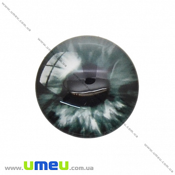 Кабошон скляний з принтом Око, 14 мм, Сірий, Круглий (KAB-037054)