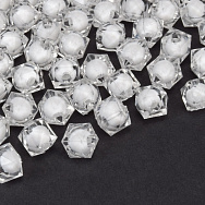 Бусины для сумок ОПТ Акриловые, Куб граненый, 8х7,5 мм, Белые (BUS-059646)