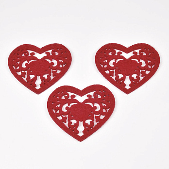 Декоративний виріб з фетру Мереживне серце, 5х5 см, Червоне (FLT-057011)