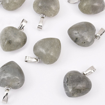 Подвеска Сердце, Натур. камень Лабрадорит, 18х15х10 мм (POD-057905)