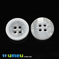 Пуговица пластиковая Круглая матовая, 15,6 мм, Белая (PUG-038634)