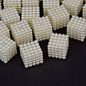 Бусины пластиковые, Куб разборной,  Жемчуг, 15х14х14 мм, Кремовые (BUS-059828)