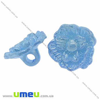 Гудзик пластиковий на ніжці Роза, 17х10 мм, Блакитний АВ (PUG-008921)