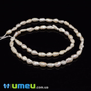 Намистини натуральні річкові Перли молочні Рис, 6-7х4-5 мм (BUS-048781)