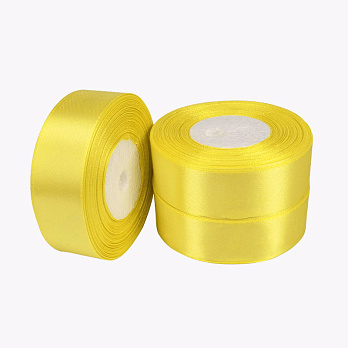 Атласна стрічка, 25 мм, Жовта (LEN-056759)