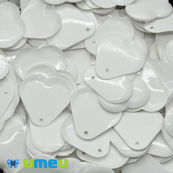 Пайетки Индия сердце, 17х17 мм, Белые (PAI-037877)
