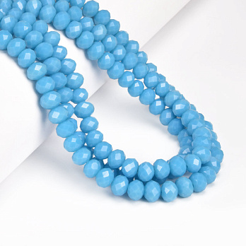 Бусины рондели, 8х6 мм, Голубые (BUS-057152)