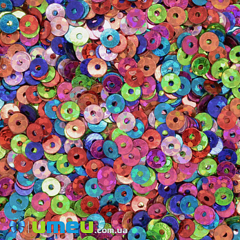 Паєтки Індія круглі плоскі, 4 мм, Мікс (PAI-042006)