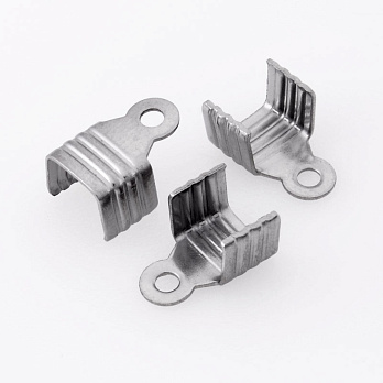 Затискач із нержавіючої сталі, 11х8 мм, Темне срібло (STL-055824)