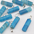 Подвеска Цилиндр, Натур. камень Агат синий, 26х8 мм (POD-058607)