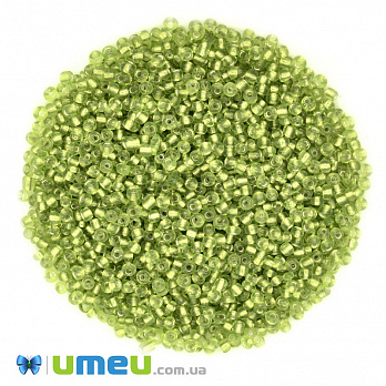 Бісер китайський середній, 8/0, Салатовий блискучий, 3 мм (BIS-037717)
