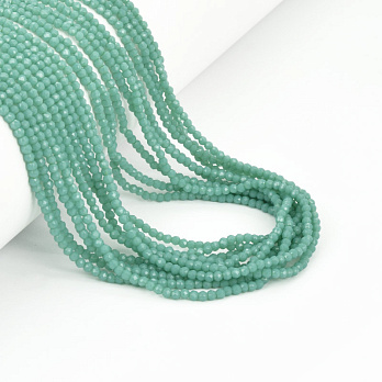 Намистини круглі грановані (імітація нефриту), 2 мм, М'ятні (BUS-057372)