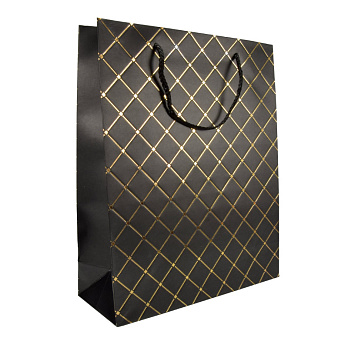 Подарочный пакет Ромбы, 32х26 см, Черный (UPK-056803)
