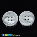 Пуговица пластиковая Круглая, 20 мм, Белая (PUG-038632)