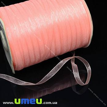 Лента из органзы, 6 мм, Розово-персиковая (LEN-015774)
