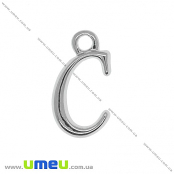 Підвіска металева Буква C, 14х8 мм, Темне срібло (POD-014281)