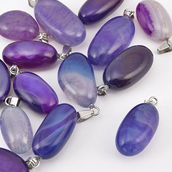 Подвеска Овал, Натур. камень Агат фиолетовый, 21-32 мм (POD-058627)