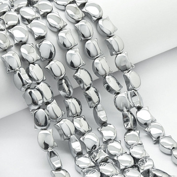 Намистини скляні, Котик, 10х8х5 мм, Сріблясті (BUS-057506)