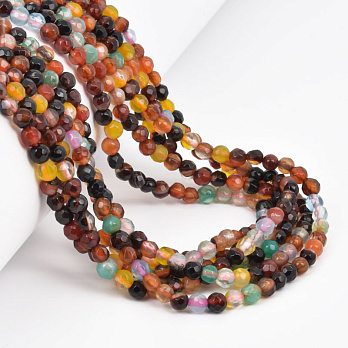 Намистини Агат різнокольоровий, Натур. камінь, 4 мм, Круглі грановані (BUS-058189)