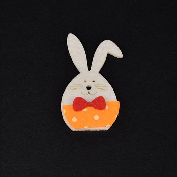 Декоративний виріб із фетру Кролик з бантиком, 7х4 см, Помаранчевий (FLT-057287)