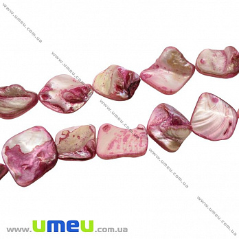 [Архів] Намистина натуральний камінь Перламутр рожевий, Ромб (BUS-023763)