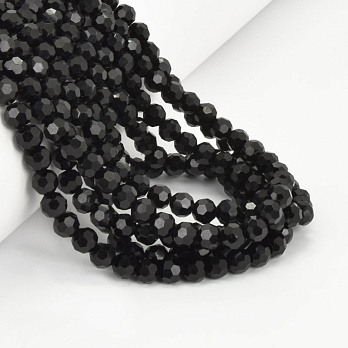 Намистини круглі грановані, 6 мм, Чорні (BUS-057313)