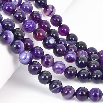 Намистини Агат фіолетовий, Натур. камінь, 10 мм, Круглі (BUS-058085)